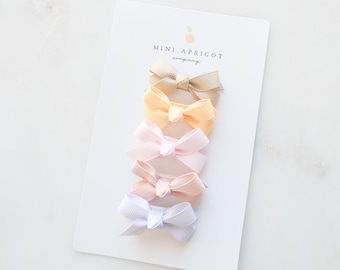SET di 5 mini fermagli a fiocco NEUTRI PASTELLO, fermagli per capelli da bambina, accessorio per capelli da bambina, fermaglio per capelli da bambina, fermaglio per frangia, fermaglio per bambini
