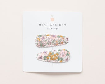 SET van 2 LENTE BLOEMEN stof snap clips, baby meisje haarclips, meisje haartoebehoren, peuter haarclips, pony clip, zachte haarclips