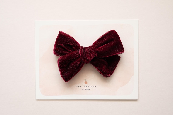 Buy DEEP RED Velvet Hair Bow, Red Baby Girl Bow , Newborn  display picture 2