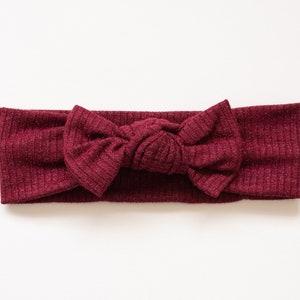 BURGUNDY RIBBED COTTON baby headband, newborn wine headband, baby topknot headband, baby girl headband, toddler headband, baby girl headwrap
