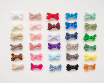 MINI VELVET BOW snap clips: baby toddler girl hair bows