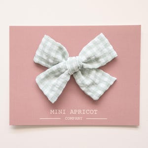 NEW* GREEN PLAID gingham cotton baby hair bow for girls, baby bow , toddler hair clip, girl bow, pinwheel bow, baby headband, green hair bow