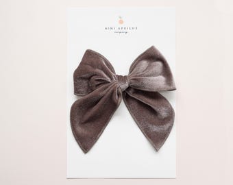OVERSIZED BRAUNE SAMT Fabel Mädchen Haarschleife, Baby Herbst Herbst Haarschleife, Zopf Haarspange, Weihnachten Winter Haarschleife, Mädchen Geburtstagsgeschenk