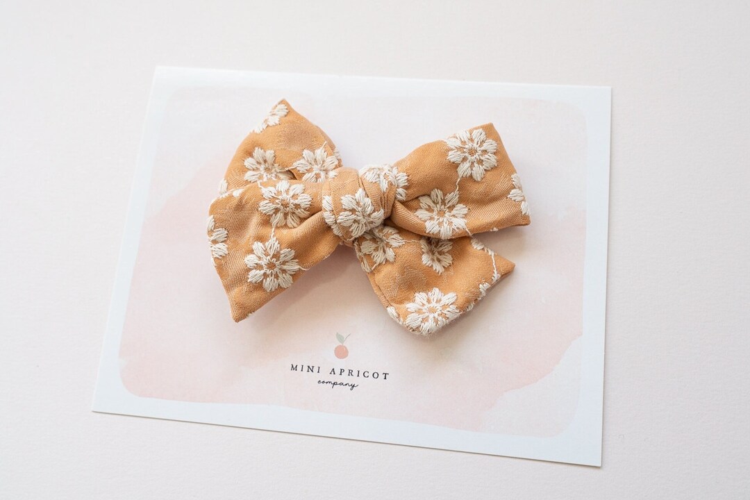 FLORAL PEACH Baby Hair Bow, Peach Baby Bow , Newborn Bow, Girl Bow