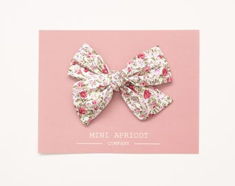 WILD ROSE FLORAL baby hair bow:  toddler girl rose flower pinwheel bow