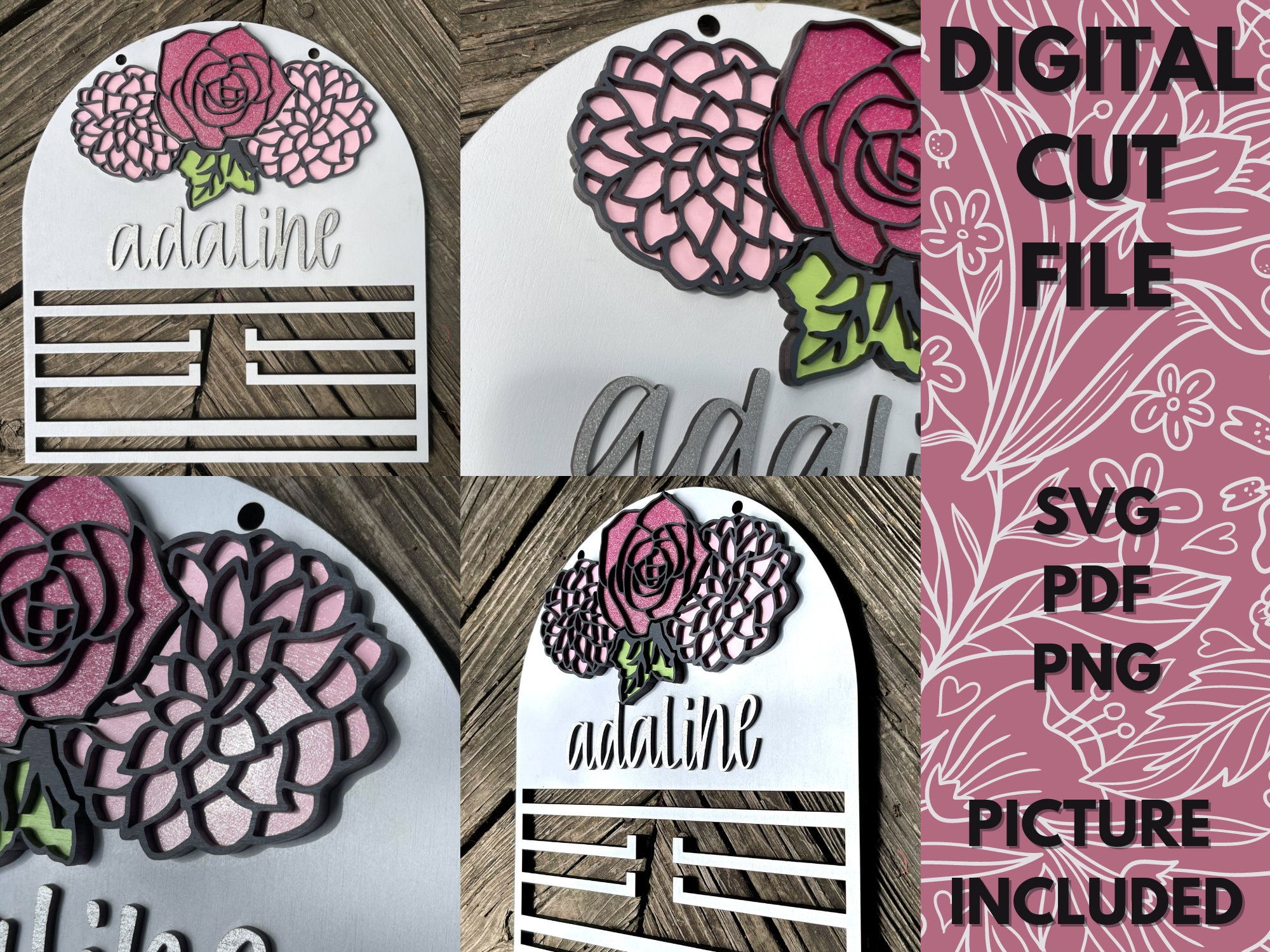 Materials Floral Bow holder svg Commercial Use Ready Laser