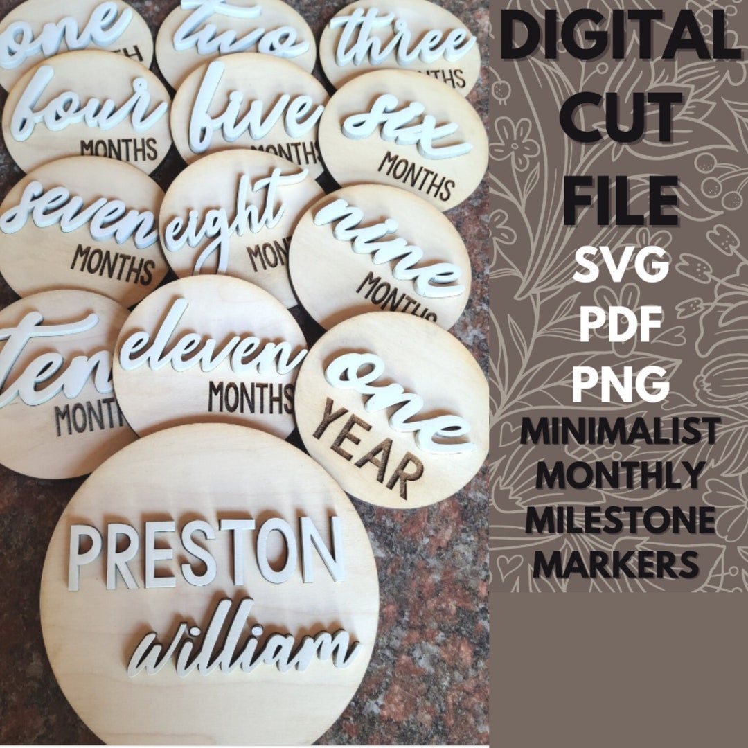 Milestone Markers SVG, Minimalist Markers Digital File, Laser Cut File ...