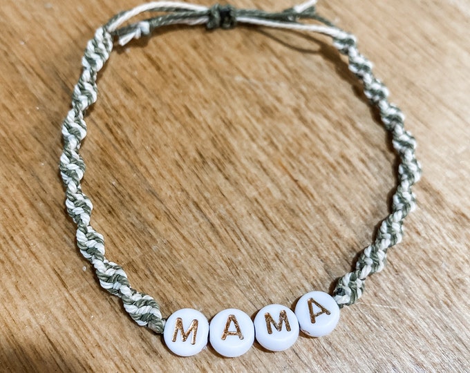 Custom Name Twist Bracelet, Personalized Word Jewelry