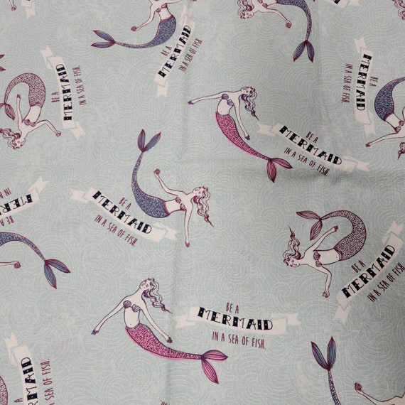 Be A Mermaid Cotton Fabric 1 Yard Cut Etsy