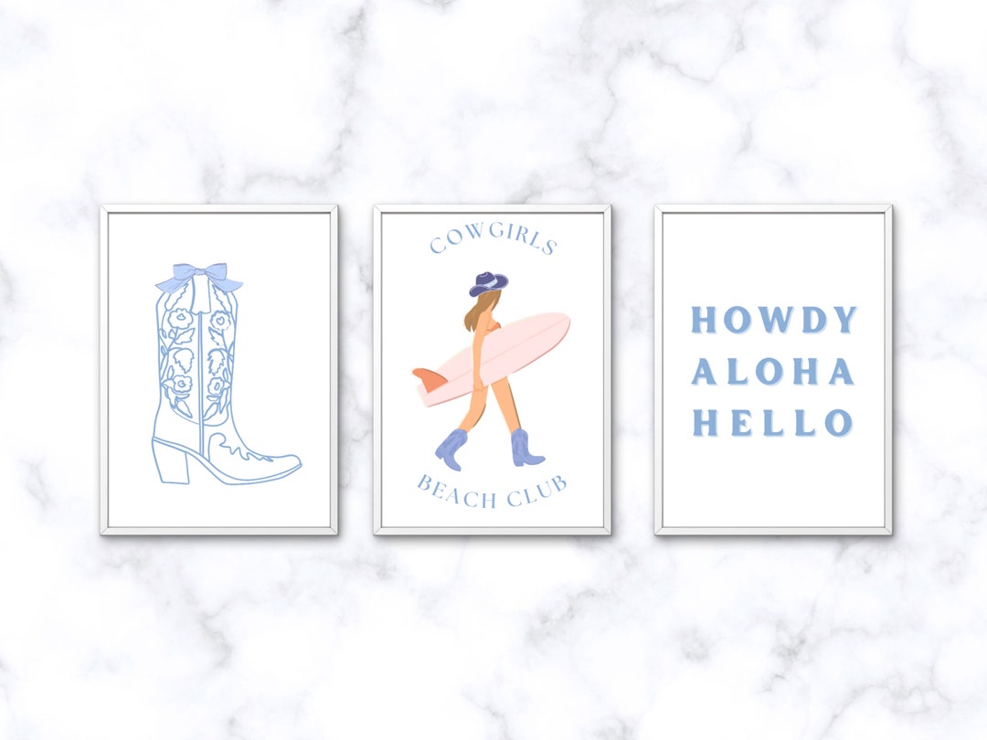 Coastal Cowgirl Wall Art, Digital Download, Set of 3 - Etsy