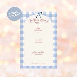 Szablon menu na świąteczną kolację, świąteczny brunch