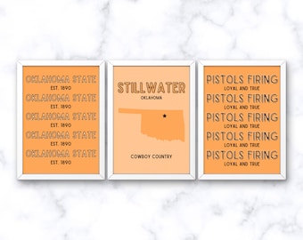Oklahoma State Wall Art, Orange and Black OSU Wall Art, OSU Dorm Decor, College Wall Art, Digital Files, Pdf Prints