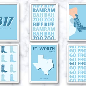 Preppy TCU Wall Print (Downloadable), Blue TCU Wall Art, TCU Dorm Decor