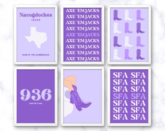 Stephen F Austin Wall Art, SFA Wall Art, Preppy SFA Dorm Decor, College Wall Art, Digital Files, Pdf Prints