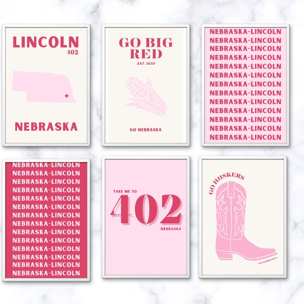 University of Nebraska Wall Art, Nebraska Dorm Decor, College Decor, Preppy Wall Art, PDF, Digital Files