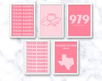 Texas A&M Wall Art, Aggies, Digital File, Preppy Dorm Decor, College Wall Art