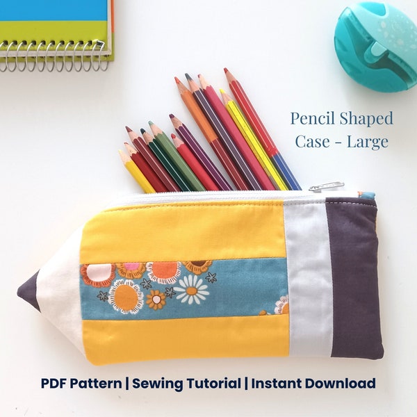 Fun Pencil Case Pattern, Pencil Pouch for Kids, Pencil Shaped Pouch, Sewing Pattern