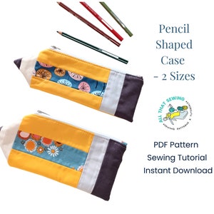 Quilted Pencil Case Sewing Pattern: Zipper Pen Pouch (PDF Pattern)