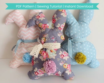 Easter Bunny Sewing Pattern, Stuffed Rabbit Pattern, Easter Sewing Projects for Kids, Fabric Easter Rabbit, Easter Decoration