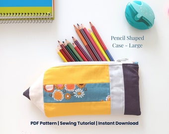 Fun Pencil Case Pattern, Pencil Pouch for Kids, Pencil Shaped Pouch, Sewing Pattern