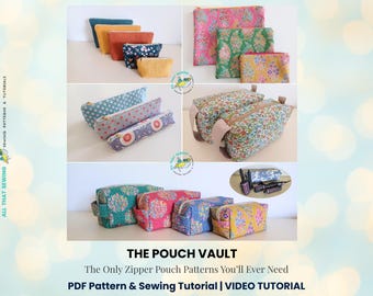 Easy Zipper Pouch Sewing Pattern Bundle: Beginner-Friendly PDF + Video