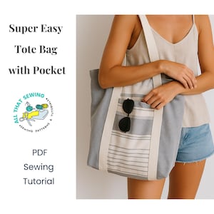Lined Tote Bag Pattern, Sewing Pattern Bag, Summer Tote Bag, Easy Tote Bag Pattern