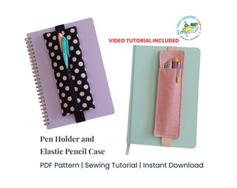 Pen Pouch Notebook Strap Sewing Pattern, Bookmark for Notebook, Sewig Pattern with Video