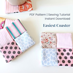 Fabric Coaster Pattern - Mug Rug Coaster Sewing Pattern PDF/ Quick Sew Pattern Beginner