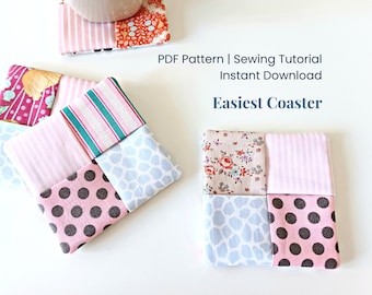 Fabric Coaster Pattern - Mug Rug Coaster Sewing Pattern PDF/ Quick Sew Pattern Beginner