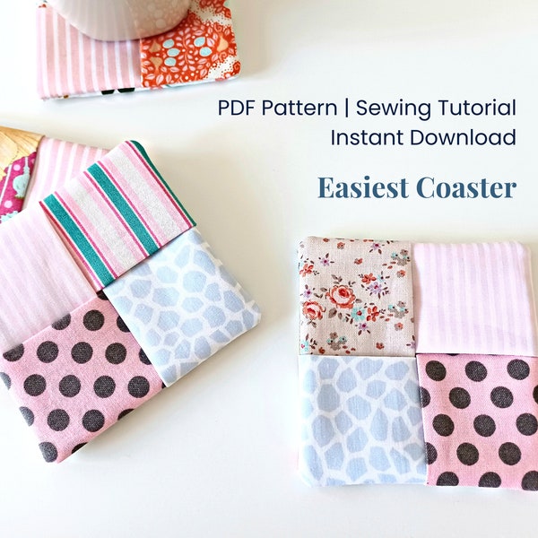 Fabric Coaster Pattern - Mug Rug Coaster Sewing Pattern PDF/ Quick Sew Pattern Beginner