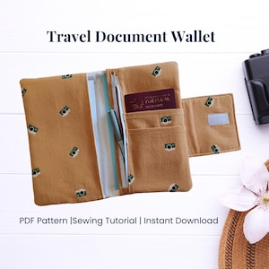 Cartera de documentos de viaje, cartera de cubierta de 2 pasaportes, titular de pasaporte doble, pasaporte y titular de boletos - Patrón de costura