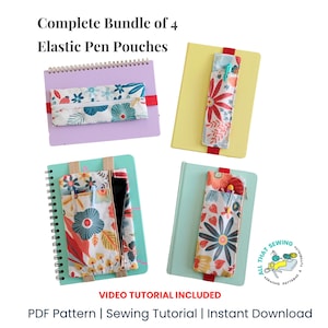 Conjunto completo de estojo elástico para lápis | Porta-canetas e bolsas para agenda em todos os tamanhos | Moldes de costura em PDF