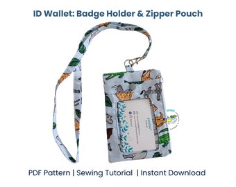 ID Case Pattern, Badge Holder for Teacher, Teacher Lanyard with Badge Holder, ID Wallet pdf Pattern, ID Holder Sewing Pattern