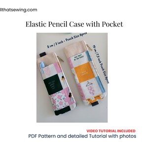 Notebook Elastic Pencil Case Sewing Pattern, Zipper Pencil Pouch PDF Pattern, Agenda Pen Holder, Journal Pen Pouch Sewing Tutorial image 2