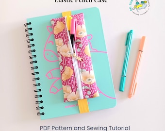 Pen Sleeve Pattern, Journal Pen Pouch, Pencil Sleeve Pattern, Elastic Pencil Case - PDF Sewing Pattern