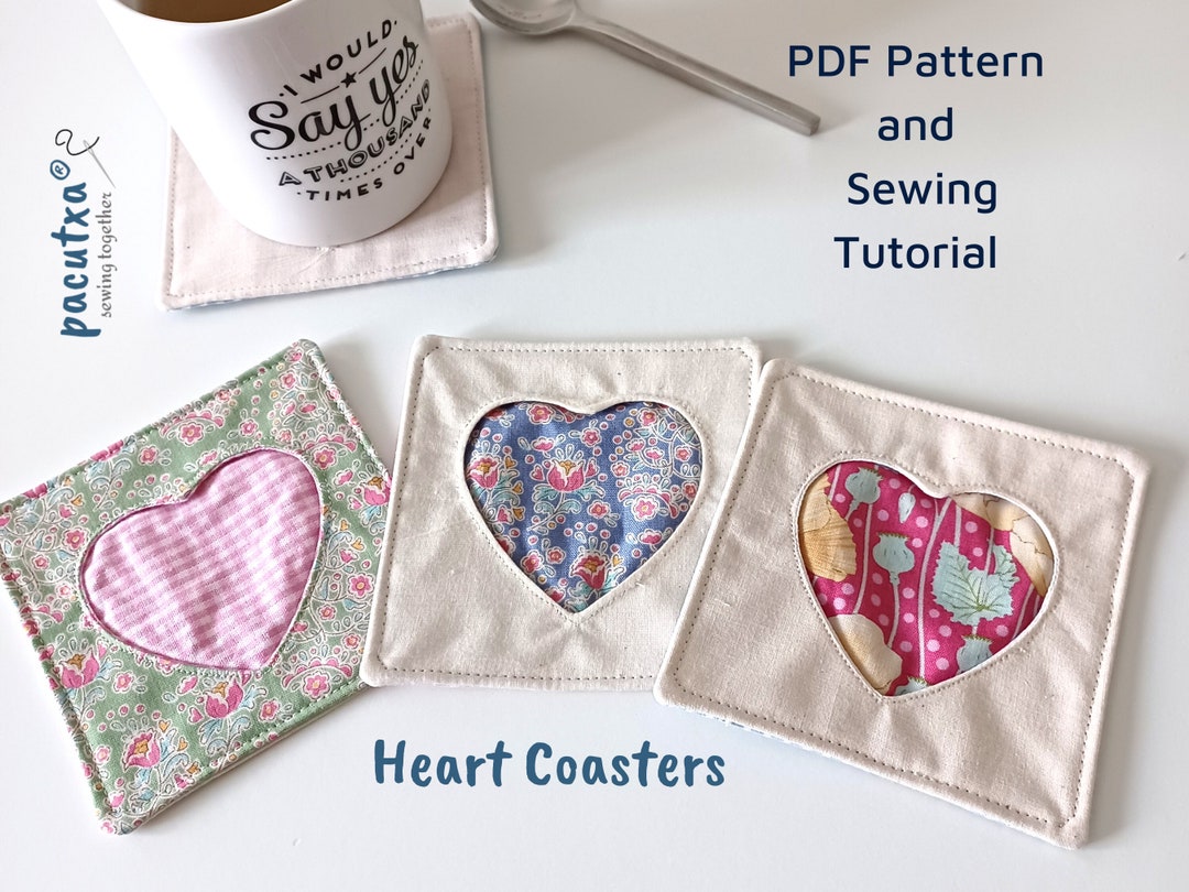 Heart Mug Rug Pattern Fabric Coaster Pattern Tea Coaster Etsy
