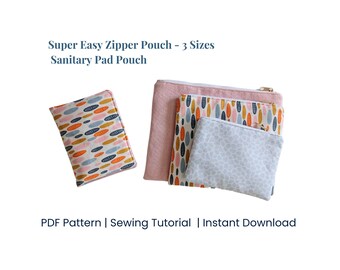 Zipper Pouch Sewing Pattern, Makeup Organizer, Sanitary Pad Holder, Privacy Pouch, Sewing Pattern, PDF