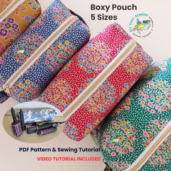Boxy Bag Pattern for Beginner, Boxy Pouch Sewing Pattern