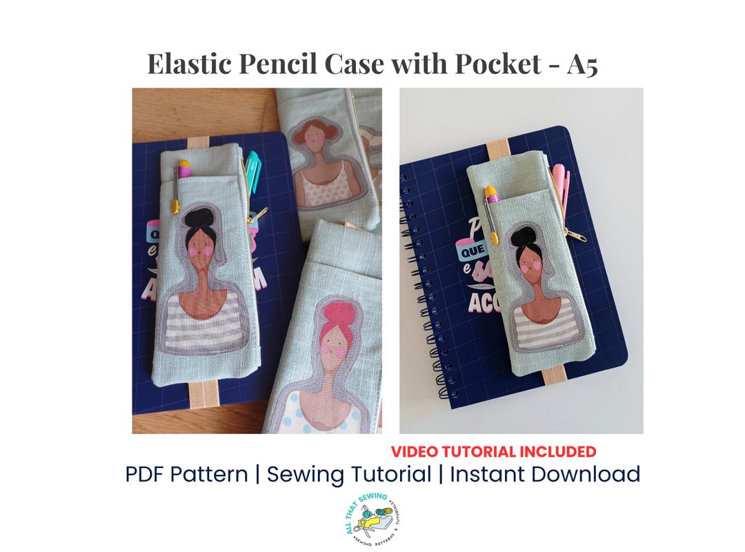 DIY Planner Pen Pouch Sewing Pattern: Elastic A5 Pencil Case (PDF ...