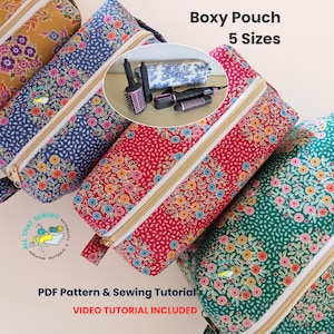 Boxy Zipper Pouch with French Seams Sewing Pattern, Boxy Makeup Bag Pattern