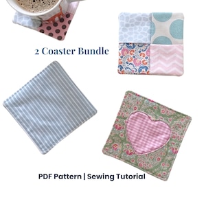 Fabric Coaster Pattern - Mug Rug Coaster Sewing Pattern PDF/ Quick Sew Pattern Beginner