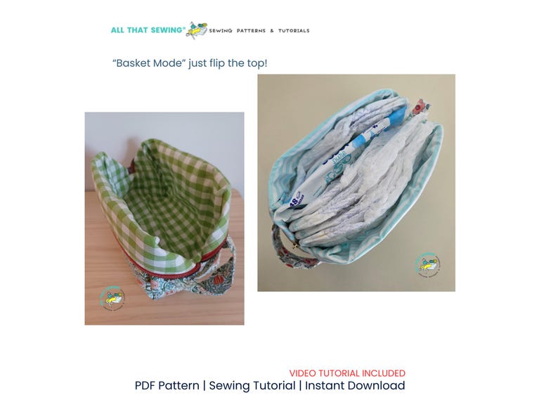 Diaper and Wipe Bag Sewing Pattern, Baby Diaper Pouch Pattern image 4