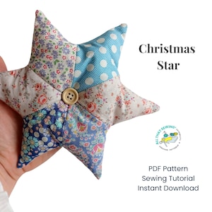 Modello di cucito per ornamento a stella patchwork: decorazione natalizia scandinava (modello PDF)