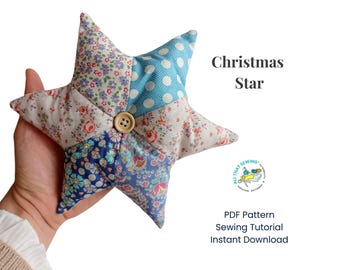 Patchwork Star Ornament Sewing Pattern: Scandinavian Christmas Decor (PDF Pattern)