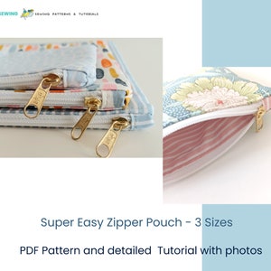Super Easy Zipper Pouch PDF Sewing Pattern, Small Utility Pouch Sewing ...