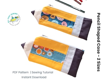 Quilted Pencil Case Sewing Pattern: Zipper Pen Pouch (PDF Pattern)