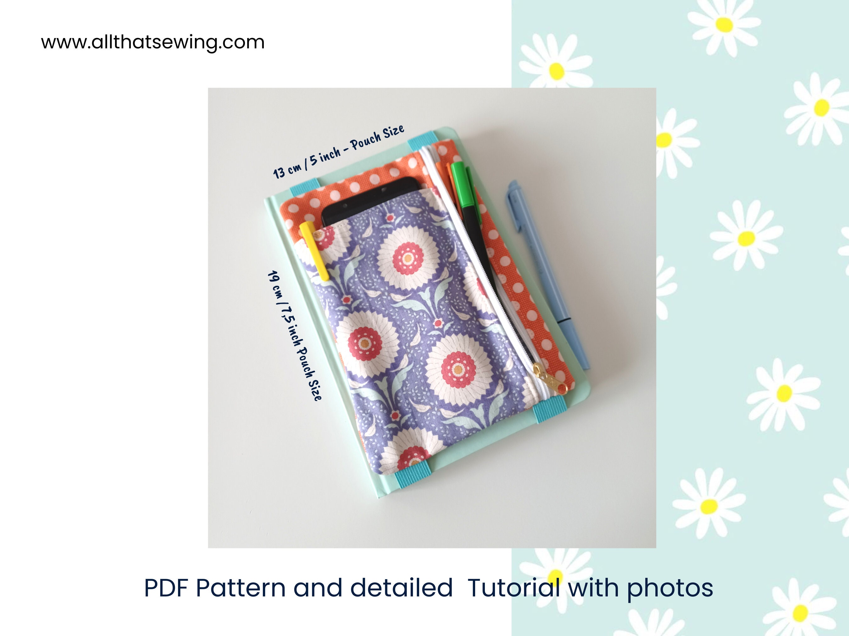Planner Pouch Pattern, Elastic Pencil Case, Journal Pen Pouch - PDF ...