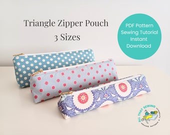 Easy Zipper Pouch Pattern, 3 Sizes, Zippered Pouch Sewing Pattern, Cosmetic Bag Pattern, Make Up Bag Pattern, PDF Sewing Pattern