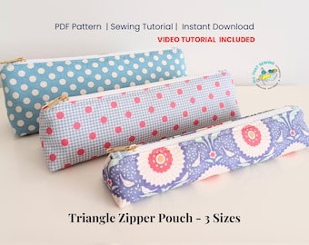 Pencil Case Pattern, Pencil Pouch, Zipper Pouch Pattern, Pencil Case PDF, Pen Pouch Set 3 Sizes, Sewing Pattern, Stationary Storage