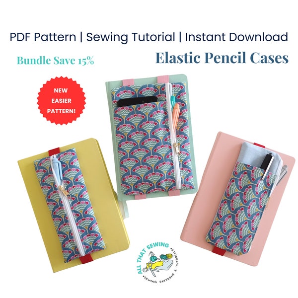 Elastic Pencil Case, Pen Sleeve Pattern, Planner Pouch, Elastic Pen Pouch, Bundle Sewing Pattern